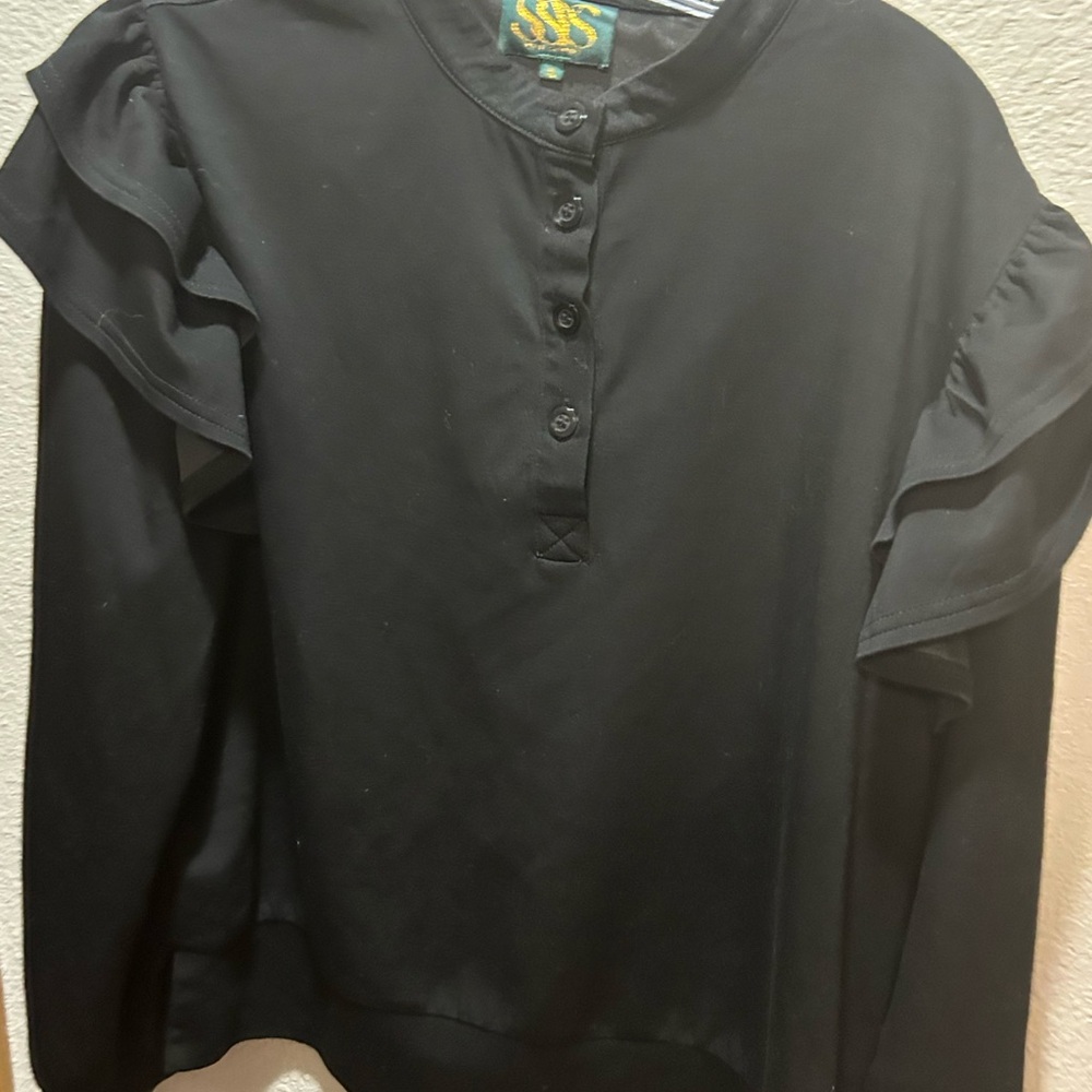 Black Long Sleeve Women's Top - Picture 2 of 5